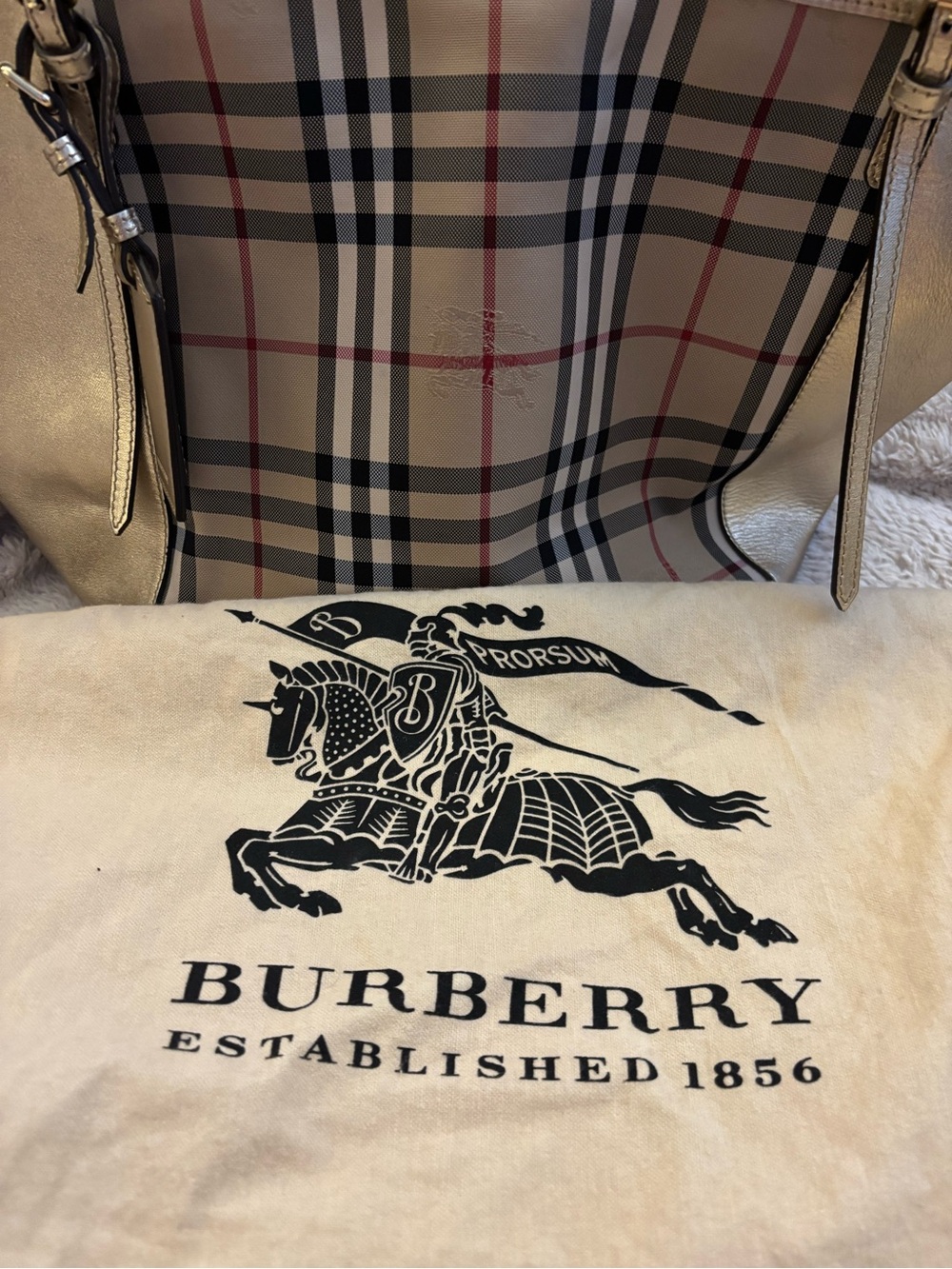 ✨RARE VINTAGE BURBERRY✨ Small Canter in Horseferry Check Beige Gold - Picture 11 of 16